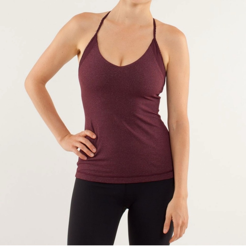 LuLulemon Aphrodite Tank Tonka Stripe Bordeaux Drama/Heathered Bordeaux